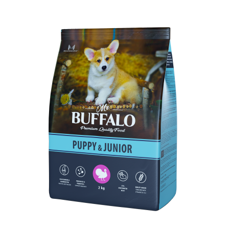 Mr.Buffalo Puppy & Junior Корм для   щенков и юниоров индейка 2кг