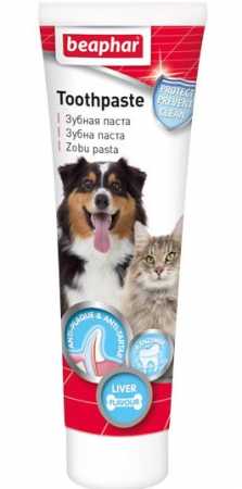 Уход за ротовой полостью Beaphar Toothpaste Зубная паста для кошек, собак вкус печени туба, 100 гр