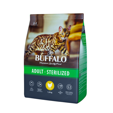 Mr.Buffalo Sterilized Корм для кошек курица 1,8кг