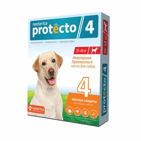 Неотерика Протекто 4 Капли для собак 25 - 40 кг, 2 пипетки в уп.
