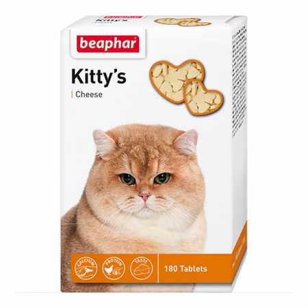 Кормовая добавка Beaphar  "Kittys + Cheese" Витамины для кошек  с сыром, 180 таблеток