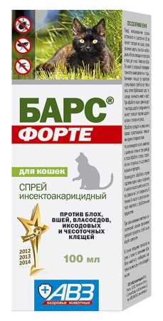 Спрей от клещей и блох АВЗ Барс ® Форте для кошек флакон, 100 мл