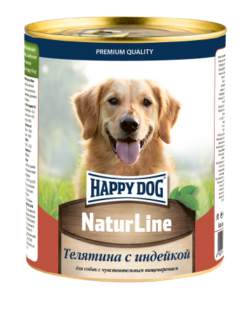 Консервы Happy Dog Natur Line Телятина с индейкой  для собак, 0,41 кг
