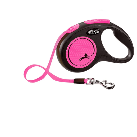 Поводок-рулетка Flexi New Neon tape S 5m 15kg pink