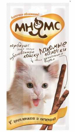 Pro Pet Мнямс лакомые палочки для кошек с  цыпленком и печенью, 13,5 см 3 шт по 5 г