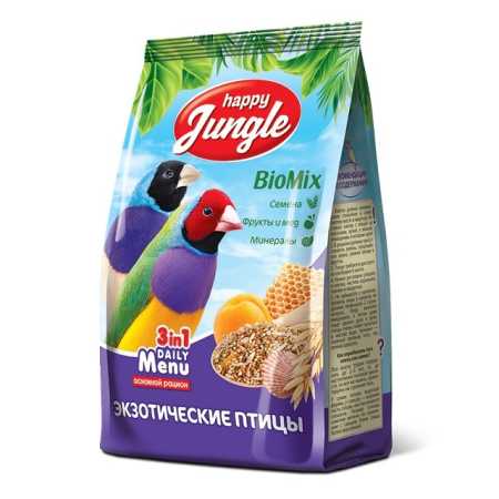 Корм сухой Happy Jungle для экзотических птиц, 500г