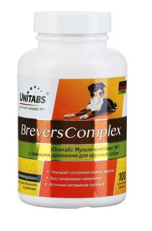 фото Добавка Юнитабс БреверсКомплекс (Brevers Complex с Q10) для собак крупных пород 100 таб