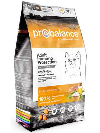 ProBalance ® Adult Immuno Protection Корм сухой для кошек с курицей и индейкой пакет, 1,8 кг