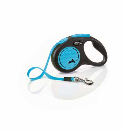 Поводок-рулетка Flexi New Neon S Tape 5 m 15 kg, blue