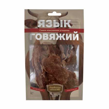 Деревенские лакомства "Язык говяжий" для собак пакет, 50 гр