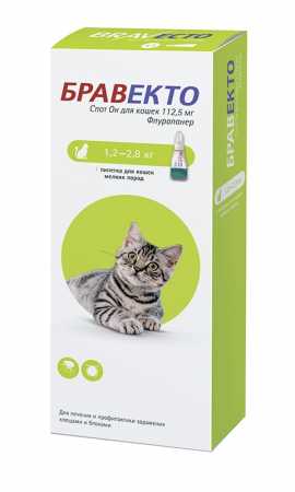Бравекто ® Спот Он для кошек 1,2-2,8 кг 1 пипетка, в упаковке