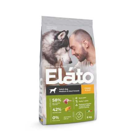 Корм Elato Holistic для взрослых собак средних и крупных пород с курицей и уткой, 8кг