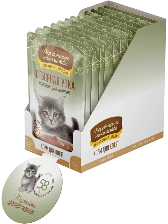 фото Влажный корм Деревенские лакомства "Домашние обеды", отборная утка, паштет для котят, 70 г