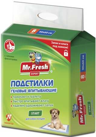 Одноразовые пеленки для животных Mr.Fresh Expert Start для приучения  к месту 90х60  8 шт