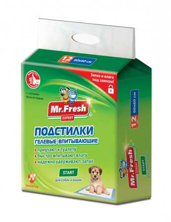 Одноразовые пеленки для животных Mr.Fresh Expert Start для приучения  к месту, размер 40х60 15 шт