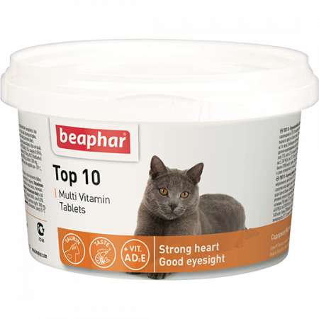 Кормовая добавка Beaphar "Тор 10 Multi Vitamin"  для кошек, 180 таблеток