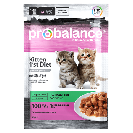Probalance Kitten 1`st Diet Консервированный корм для котят с кроликом, 85 г (28 шт/упак)