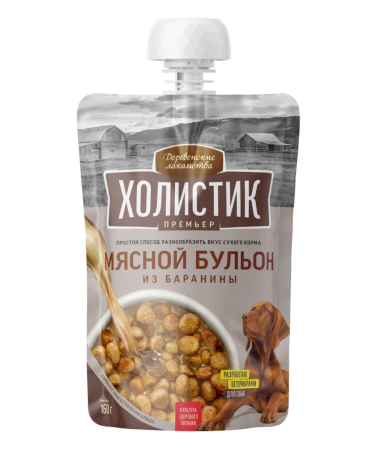 Деревенские лакомства "Холистик Премьер" для собак«Мясной бульон из баранины», 160г