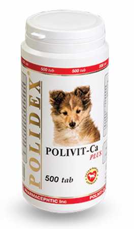Polidex для собак "Полидэкс Поливит-кальций плюс" для собак упаковка, 500 таб