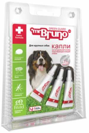 Капли Мистер Бруно Грин Гард  для крупных собак более 30 кг упаковка 3 пипетки, по 4 мл.