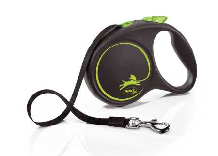 Поводок-рулетка Flexi Black Design tape L 5m 50 kg green