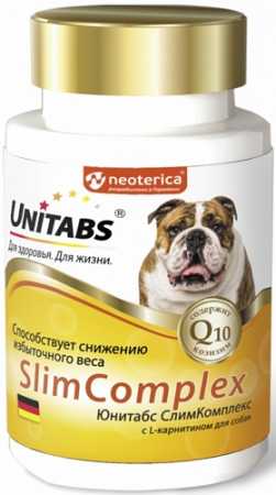 Добавка Юнитабс СлимКомплекс (Slim Complex с Q10) для собак снижение веса, 100 таб