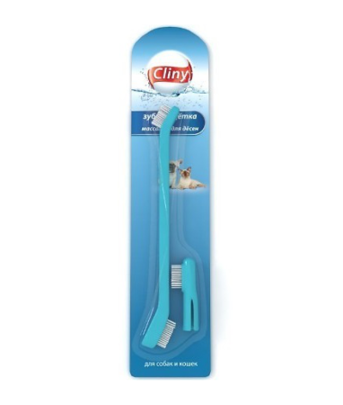 Cliny ® Зубная щетка + массажер для десен, для кошек и собак
