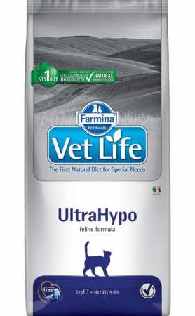 Сухой корм для кошек Farmina Vet Life UltraHypo при аллергии, при проблемах с ЖКТ 400 г