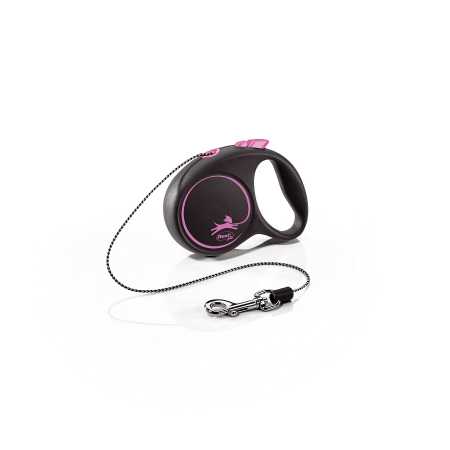 Поводок-рулетка Flexi Black Design cord XS 3m 8 kg pink