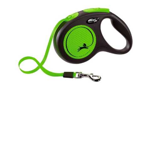Поводок-рулетка Flexi New Neon S Tape 5 m 15 kg, green
