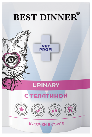 Best Dinner Паучи Exclusive Vet Profi Urinary кусочки в соусе с Телятиной 0,085 кг