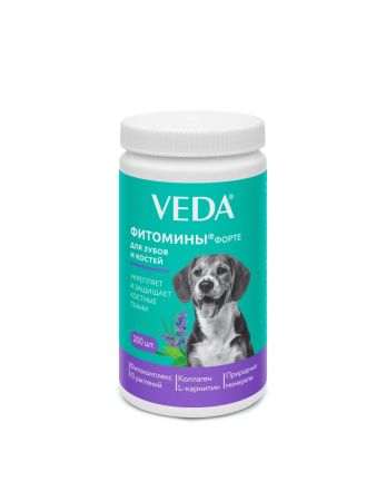 Кормовая добавка VEDA Фитомины Форте для зубов и костей собакам, 200 таб.