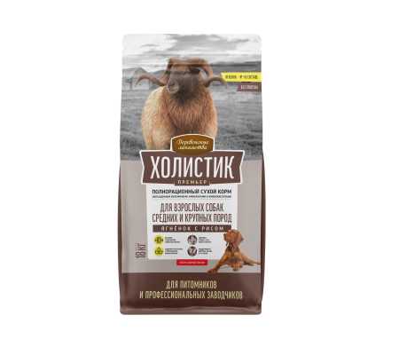 Деревенские лакомства Холистик Премьер сухой кормягненок с рисом для средних и крупных собак , 18кг