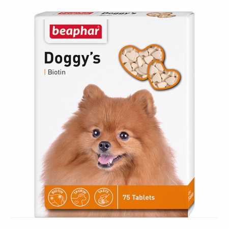 Кормовая добавка Beaphar "Doggys + Biotine" Кормовая добавка для собак с биотином, 75 таблеток