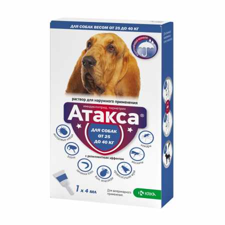 Препарат от клещей и блох KRKA Атакса капли для собак свыше 25 кг, 1 пипетка 4.0 мл