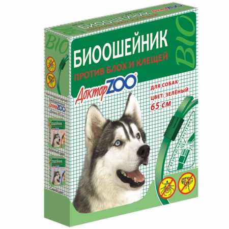 Ошейник Доктор ZOO Био Зеленый для собак, 65 см