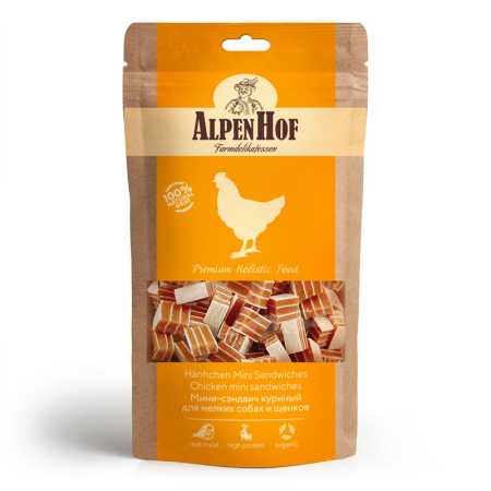 AlpenHof Лакомство для мелких собак и щенков "Мини-сэндвич куриный" упаковка, 50 гр