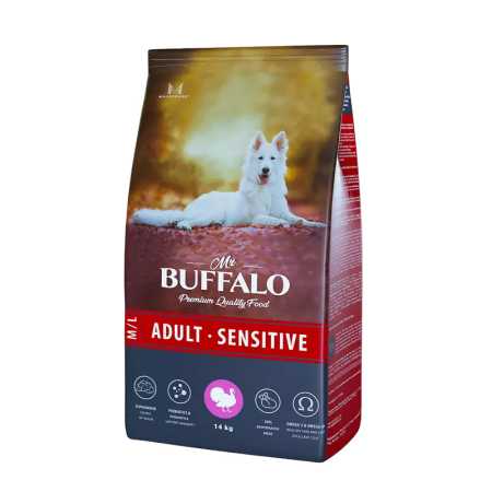 Mr.Buffalo Adult M/L Sensitive Корм для собак средних и крупных пород (индейка) 14 кг