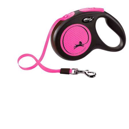 Поводок-рулетка Flexi New Neon M Tape 5 m 25kg, pink