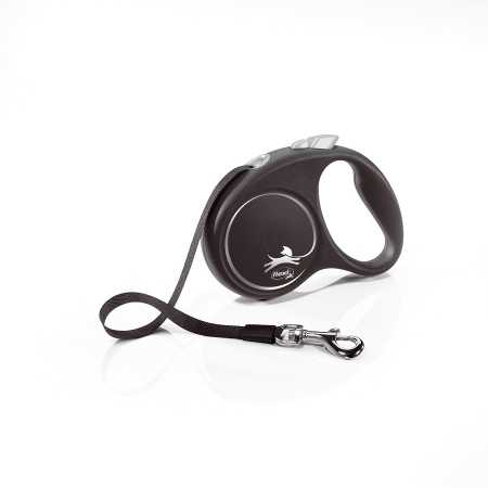Поводок-рулетка Flexi Black Design tape S 5m 15 kg silver