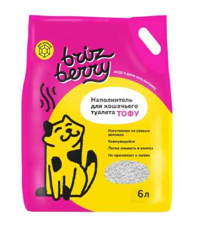 Brizberry Наполнитель для кошачьего туалета ТОФУ,  без запаха, 6 л.