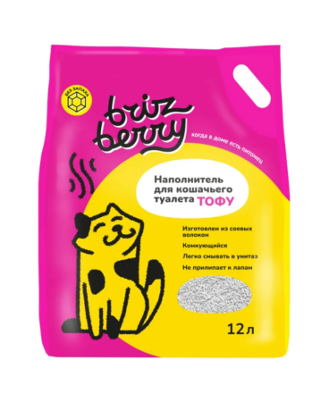 Brizberry Наполнитель для кошачьего туалета ТОФУ,  без запаха, 12 л.